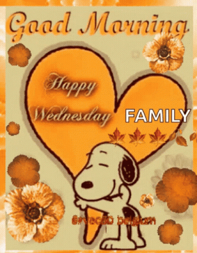 Snoopy Hugging Heart Good Morning Happy Wednesday Family GIF