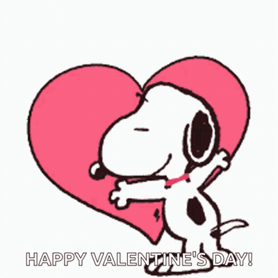 Snoopy Hugging Heart Saying Happy Valentine's Day GIF