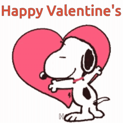 Snoopy Hugging Heart Saying Happy Valentine's GIF