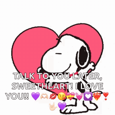 Snoopy Hugging Heart Saying Talk To You Later Sweetheart I Love You GIF