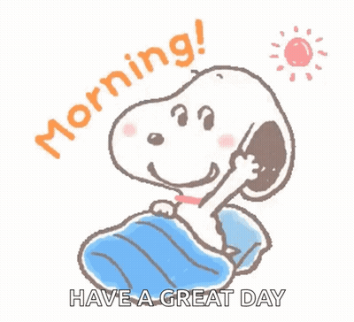 Snoopy In Bed Saying Morning Have A Great Day GIF