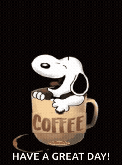 Snoopy In Coffee Cup Tuesday Begins GIF