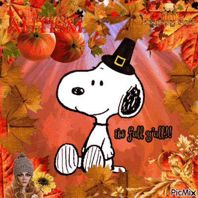 Snoopy In Pilgrim Hat Saying It's Fall Y'all GIF