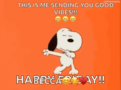 Snoopy Is Dancing And Saying `` This Is Me Sending You Good Vibes !! '' GIF