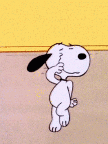 Snoopy Is Dancing In A Room With A Yellow Wall . GIF