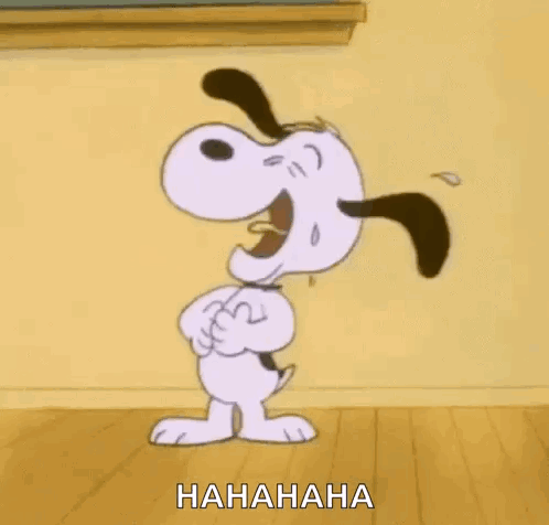 Snoopy Is Laughing And Crying In A Classroom . GIF