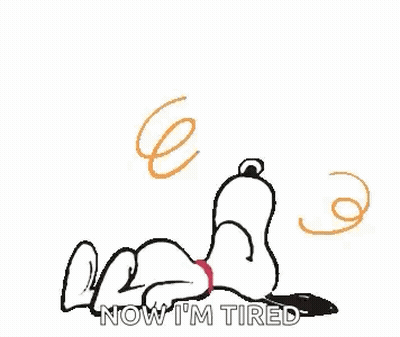 Snoopy Is Laying On His Stomach With A Swirl Around His Head . GIF