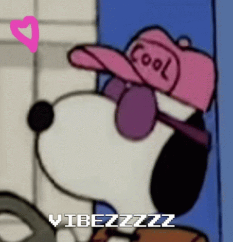 Snoopy Is Wearing A Pink Hat And Sunglasses And Says `` Cool '' . GIF