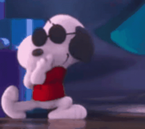Snoopy Is Wearing Sunglasses And A Red Shirt And Covering His Face . GIF