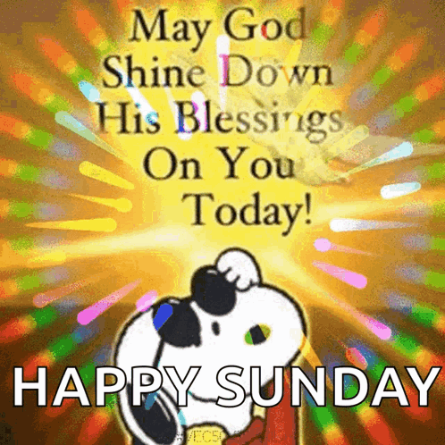 Snoopy Is Wearing Sunglasses And Says " May God Shine Down His Blessings On You Today " GIF