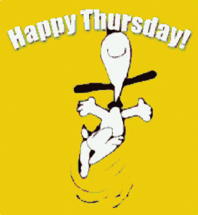 Snoopy Jumping Happy Thursday GIF