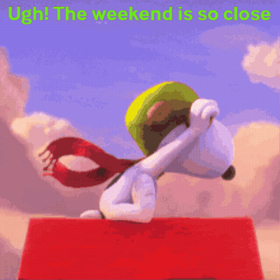 Snoopy Jumping Over Red Box Ugh The Weekend Is So Close GIF