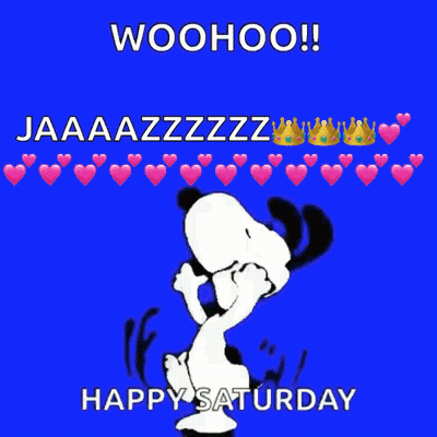 Snoopy Jumping Woohoo Happy Saturday GIF