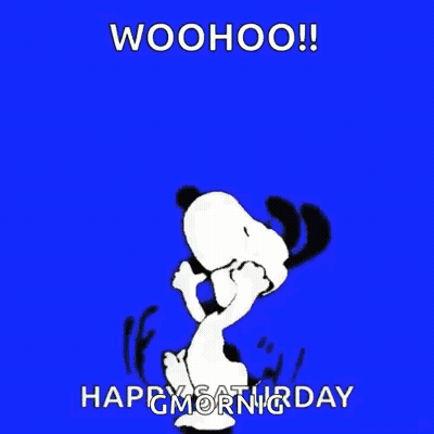 Snoopy Jumping Woohoo Happy Saturday GIF