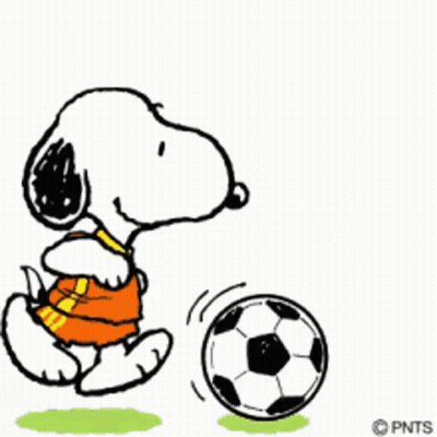 Snoopy Kicking Soccer Ball With Pnts GIF