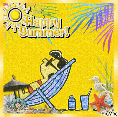 Snoopy Laying In Hammock Happy Summer GIF