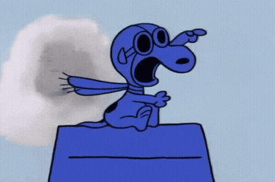 Snoopy Laying On Blue Blanket With Helmet And Goggles GIF