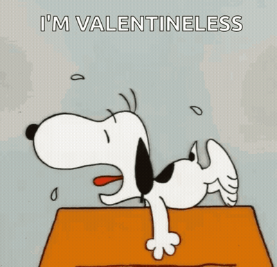 Snoopy Laying On Box Saying I'm Valentineless GIF