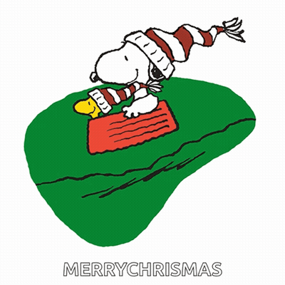 Snoopy Laying On Green Blanket Saying Merry Christmas GIF