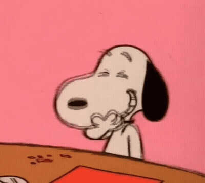 Snoopy Making Heart Shape On Pink GIF
