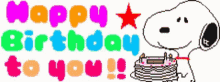 Snoopy Peanuts Happy Birthday Colorful Text GIF