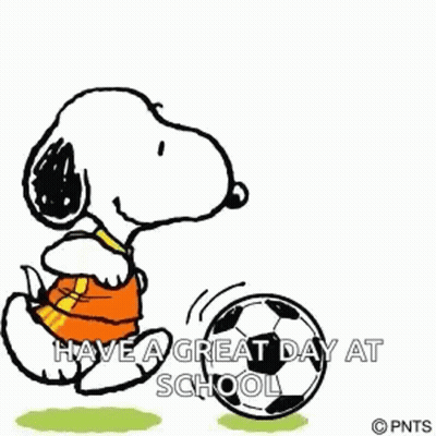 Snoopy Playing Soccer Saying Have A Great Day At School GIF