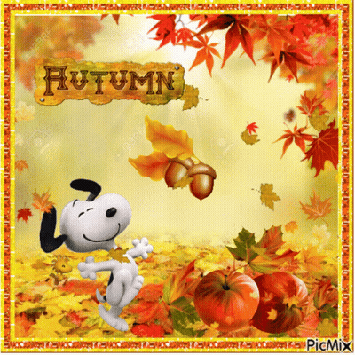 Snoopy Playing With Leaf GIF