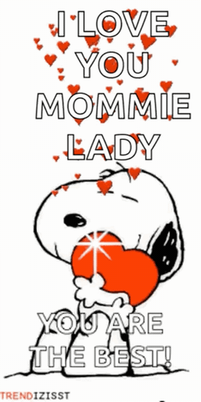 Snoopy Red Heart I Love You Mommie Lady GIF