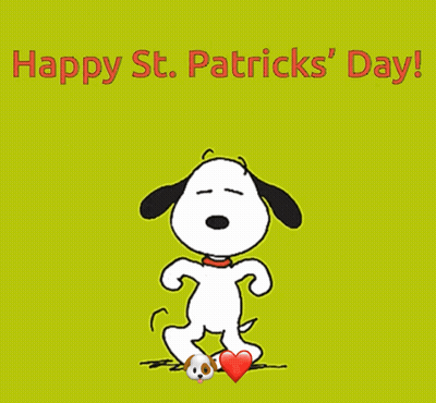 Snoopy Running With Heart On Foot Happy St Patrick's Day GIF
