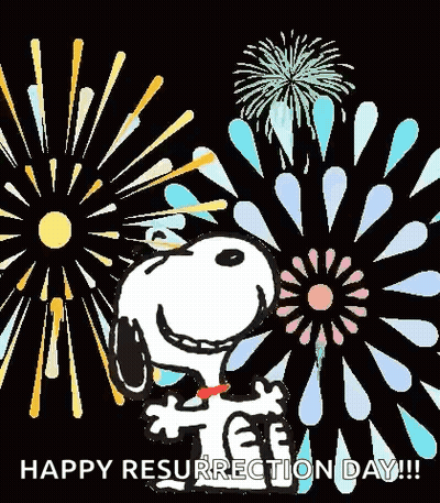 Snoopy Says Happy Resurrection Day Fireworks GIF