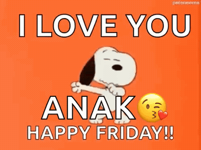 Snoopy Says I Love You Anak Happy Friday On An Orange Background GIF