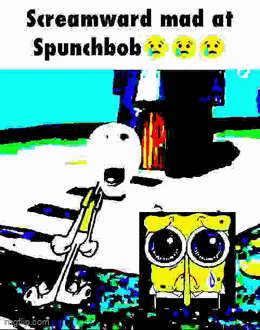 Snoopy Screaming At SpongeBob GIF