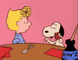 Snoopy Showing Off Valentines Gift To Sally Brown  GIF