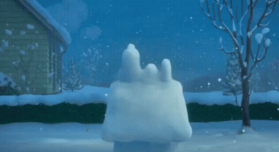 Snoopy Sitting On Snow Pile With Star On Head GIF