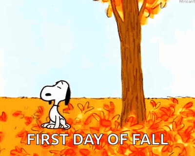 Snoopy Sitting Under Tree Watching Leaf Fall GIF