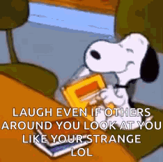 Snoopy Sitting With Book GIF