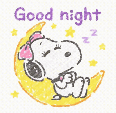 Snoopy Sleeping On Crescent Moon Saying Good Night GIF