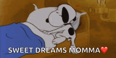 Snoopy Sleeping With Sweet Dreams Momma GIF
