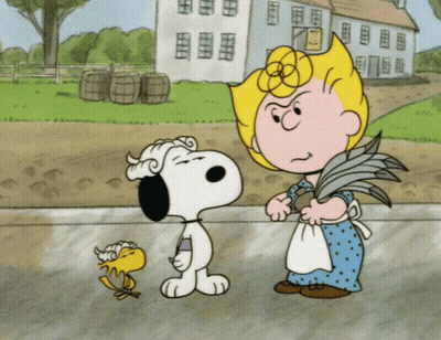 Snoopy Standing Next To Woman GIF