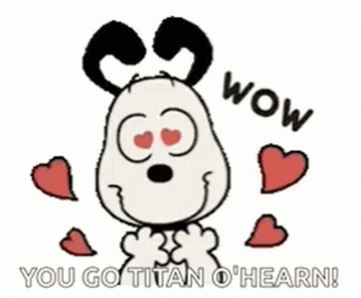 Snoopy Surrounded By Hearts Saying Wow GIF