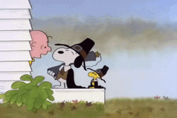 Snoopy Thanksgiving Fancy Knocking On Door  GIF
