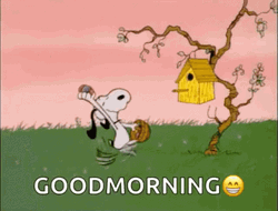 Snoopy Throwing Easter Eggs Good Morning Happy Easter GIF