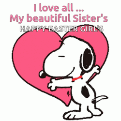 Snoopy Valentines Day Greeting Card For Sisters GIF