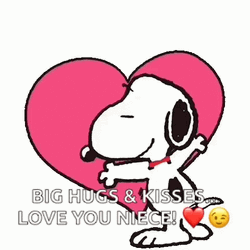 Snoopy Valentines Day Love You Niece Card  GIF