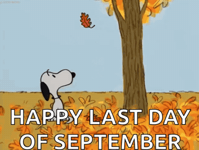 Snoopy Watching Leaf Fall Happy Last Day Of September GIF