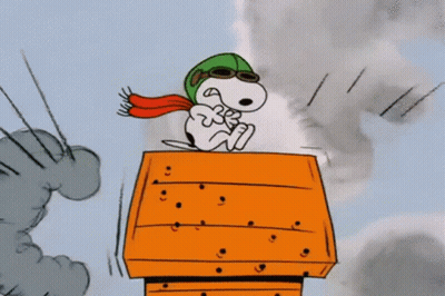 Snoopy Wearing A Helmet And Goggles Is Flying Through The Air GIF