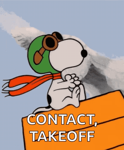 Snoopy Wearing Helmet And Goggles Contact Takeoff GIF