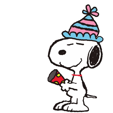 Snoopy Wearing Party Hat And Holding Party Popper Sticker