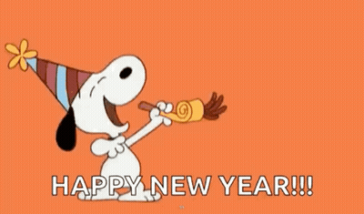 Snoopy Wearing Party Hat Blowing Horn GIF