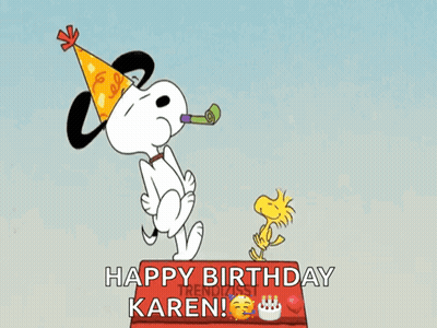 Snoopy Wearing Party Hat Blowing Horn GIF